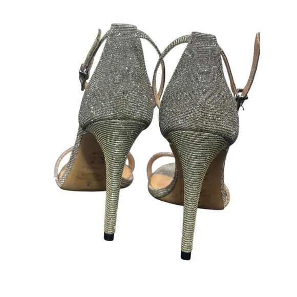Express Metallic Silver Ankle Strap Stiletto Heels Women’s Size 9 4 inch - Picture 6 of 11